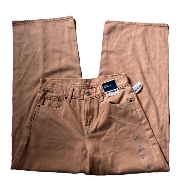 Old Navy Pants - Old Navy Women’s Pink Mid Rise Baggy Wide Leg Jeans Size 2 NWT